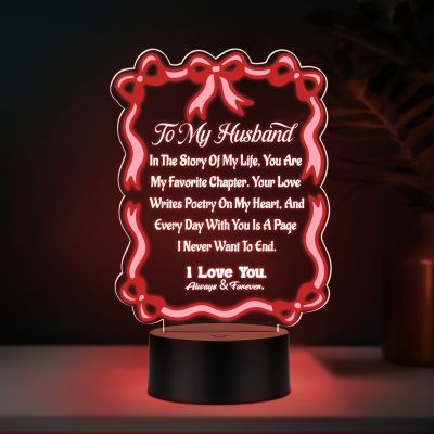 Couples Led Night Lamp Gift Item for Wedding, Anniversary, Birthday & Valentine's Day Romantic Gift for Couples  (to My Husband Gift)